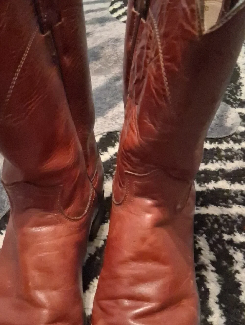 Justin Boots Red-Brown Leather Western Pull-On Boots